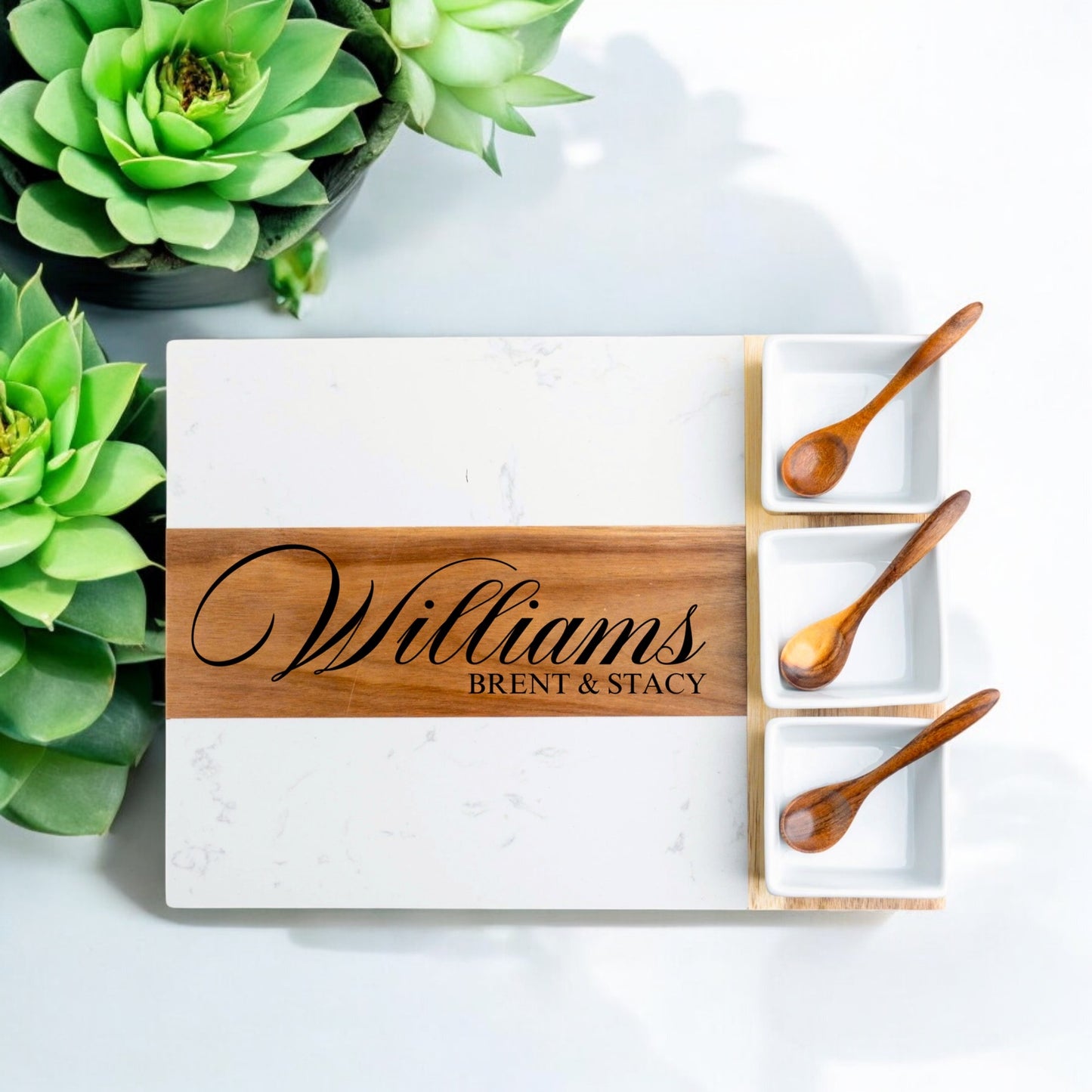 Personalized Marble Charcuterie Board Set - 11 pieces