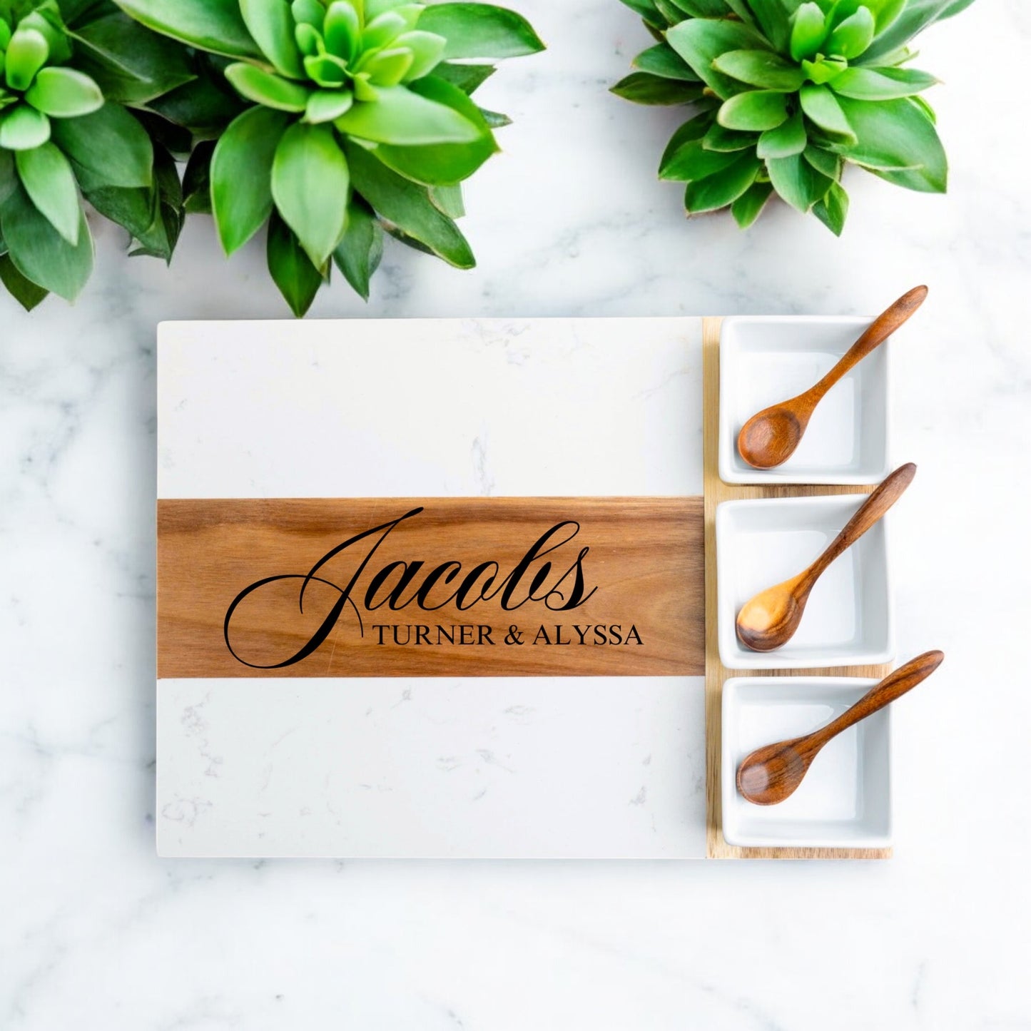 Personalized Marble Charcuterie Board Set - 11 pieces