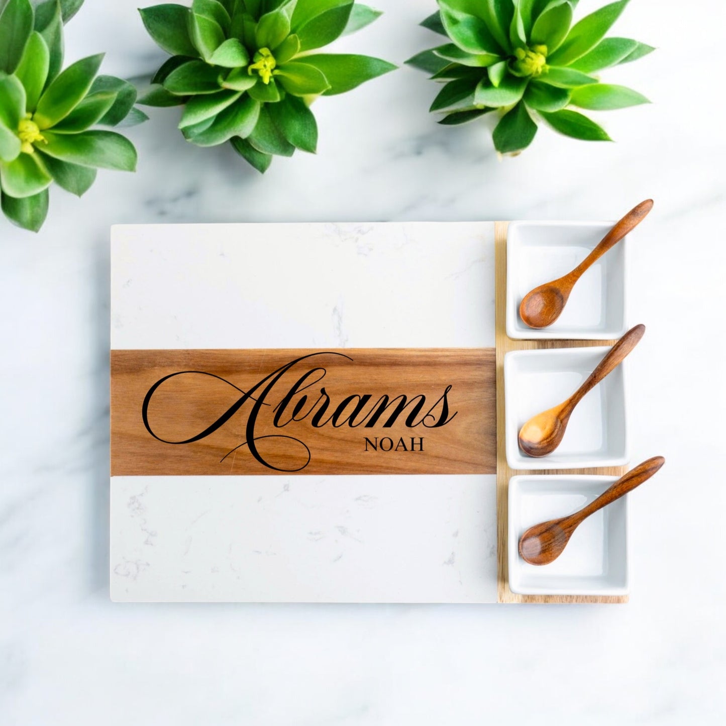Personalized Marble Charcuterie Board Set - 11 pieces