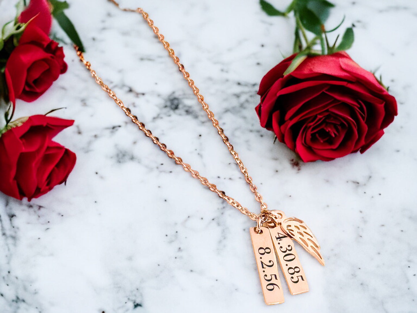 Personalized Memorial Necklace with Angel Wing