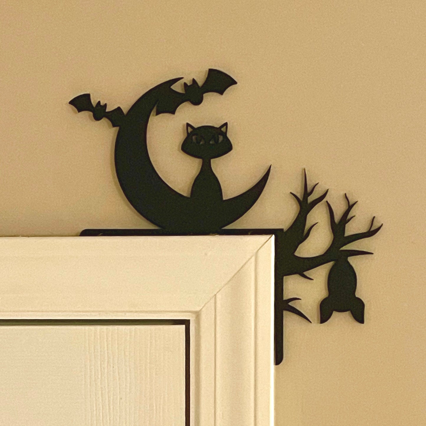 Halloween Door Corner, Pumpkin Decor, Sugar Skull Decor, Black Cat Sign, Halloween Decor, Spooky Sign, Halloween Party