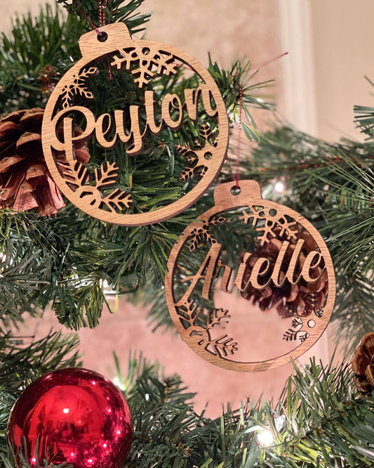 Custom Name Bauble Ornament, Christmas Bauble, Snowflake Bauble, Christmas Ornament