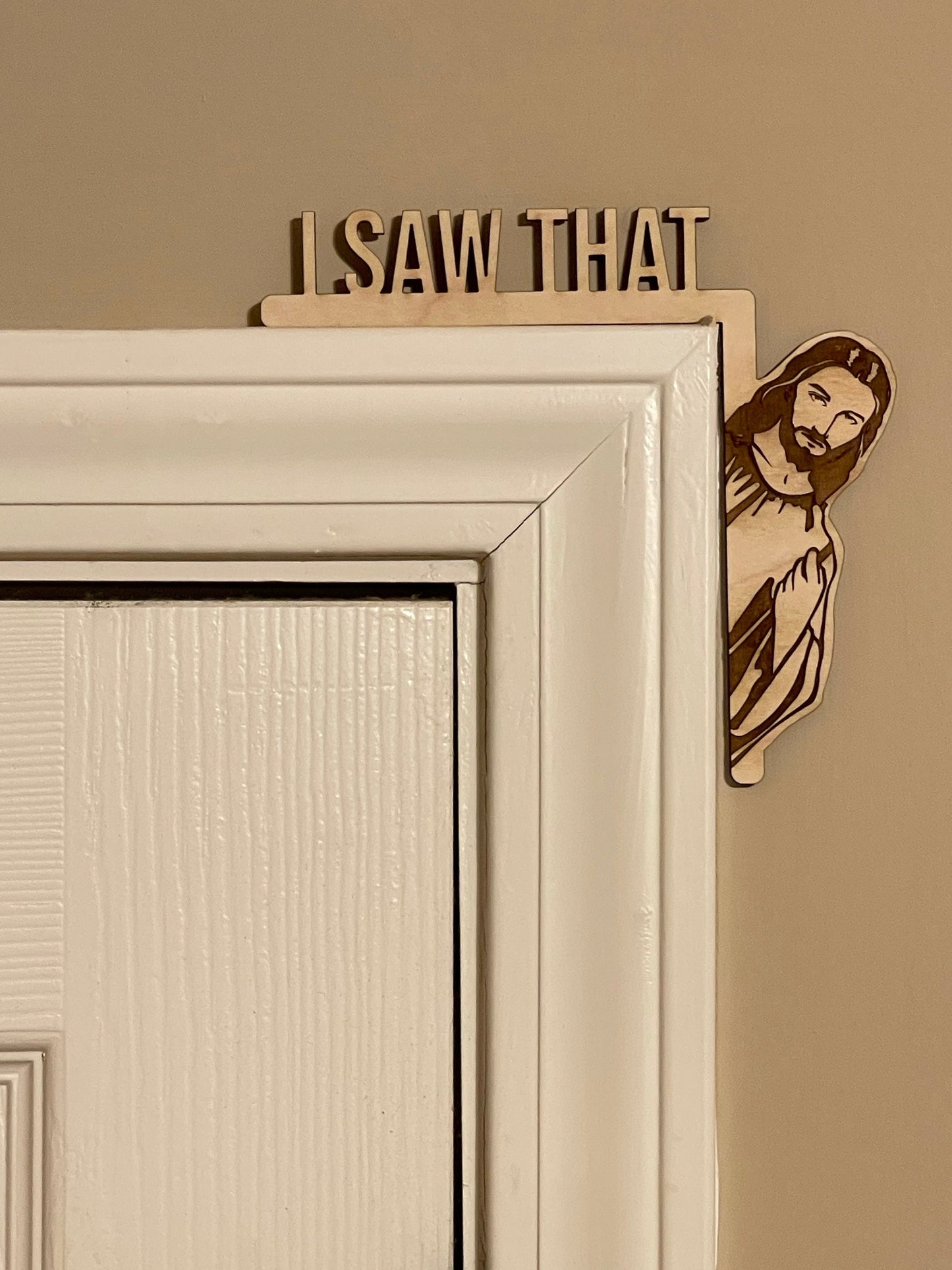 I Saw That, Jesus Saw That, Funny Christmas Door Sign, Prank Gift, Funny Door Hanger