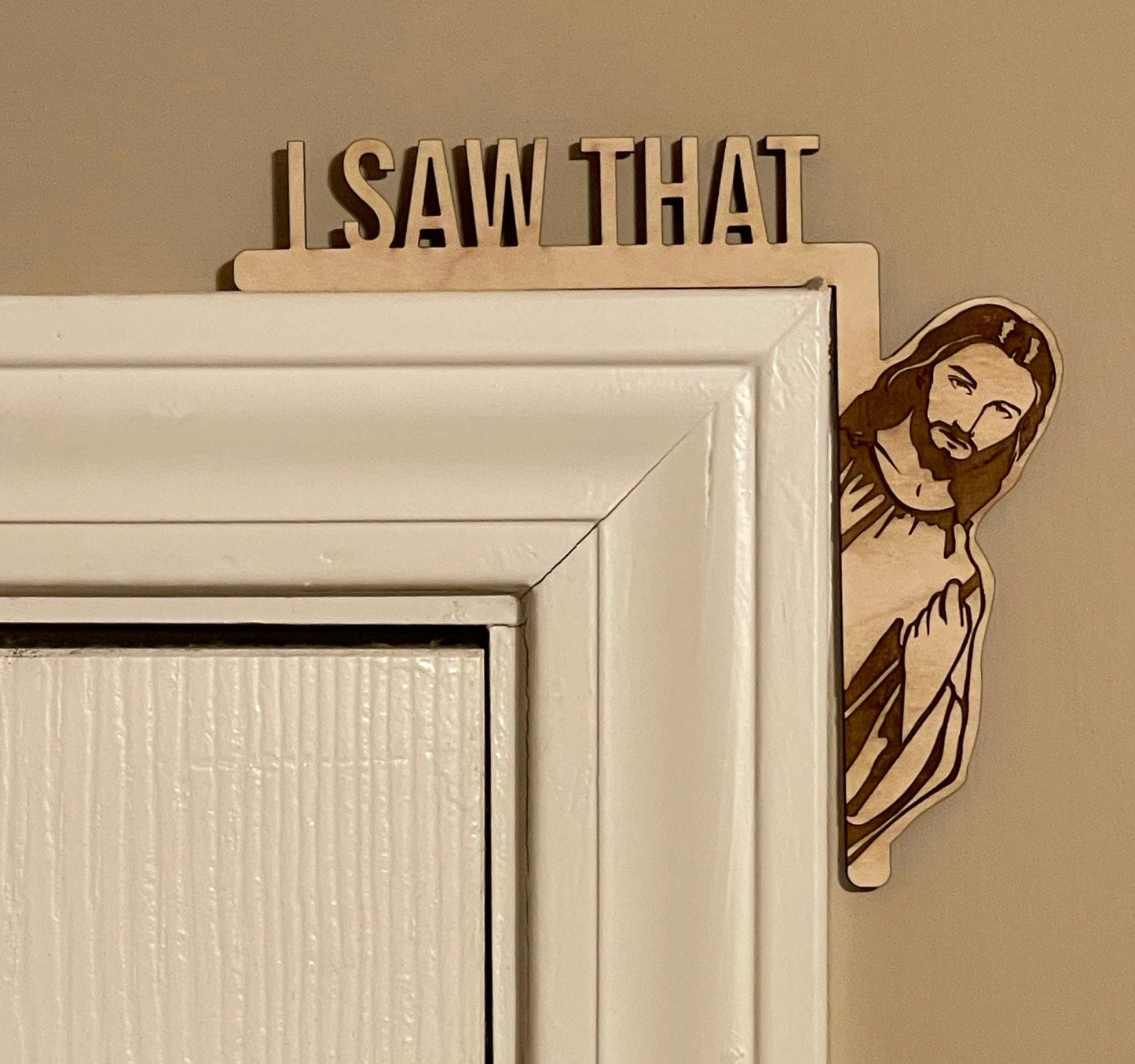 I Saw That, Jesus Saw That, Funny Christmas Door Sign, Prank Gift, Funny Door Hanger